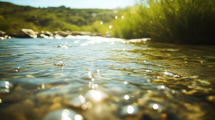 Fototapeta premium Clear stream flowing over rocks.