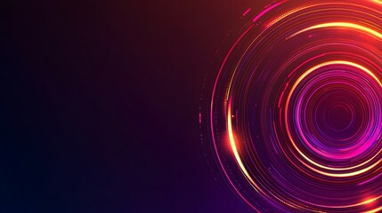 Abstract Concentric Circles of Vibrant Neon Light