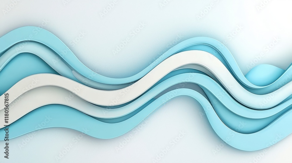Poster abstract wavy blue and white background design with flowing lines and soothing color gradients