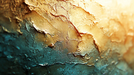 Naklejka premium Abstract gold and teal textured background.