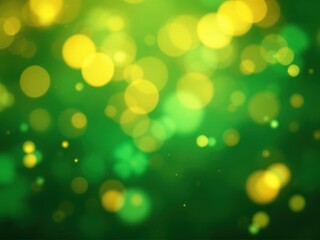 Abstract green and yellow bokeh background with soft light circles