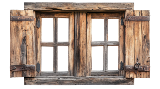 Wooden vintage window transparent background