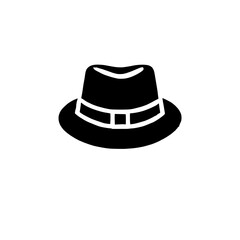 Classic Fedora Hat Icon:  A sleek, modern, and iconic fedora hat in black and white, perfect for representing style, sophistication, and vintage charm.  