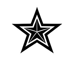 Bold Star Design:  A striking black and white illustration of a star, featuring bold lines and a dynamic shape that conveys a sense of strength and determination.  