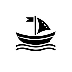 Sailing Towards Adventure: A minimalist sailboat icon with a bold flag, navigating the open sea.  Perfect for travel, exploration, and freedom.  