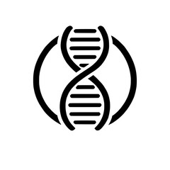 Global Genetic Code: DNA double helix symbol inside a circle, representing the interconnectedness of life and genetic research.  A bold, simple, and modern icon. 