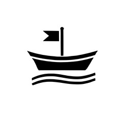 Sailing Icon: Simple Boat with Flag Icon