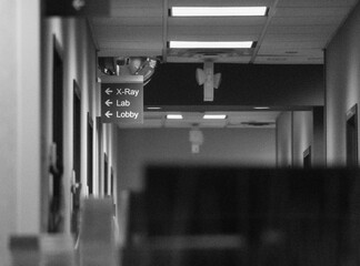 Hospital Hallway black and white