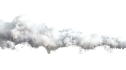 White panoramic smoke trail creating an ethereal effect isolated on white background