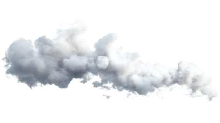 White panoramic smoke trail creating an ethereal effect isolated on white background