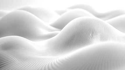 Abstract White Wave Landscape: A Serene Digital Art