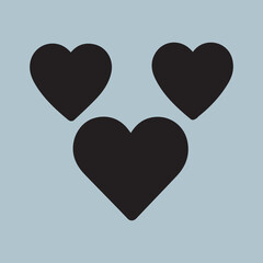 Hearts illustration black icon Heart Icon. Perfect Love symbol.