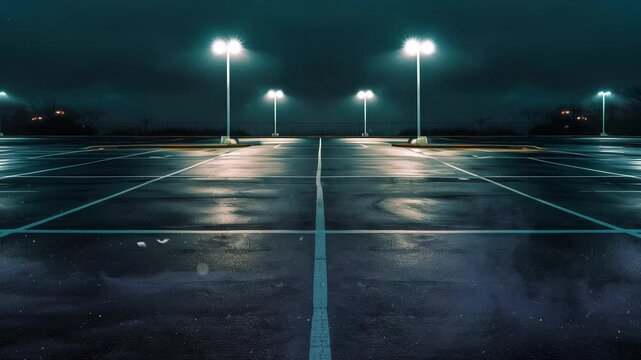 empty parking area with safety modern illumination a seamless looping overlay 4k virtual video animation background
