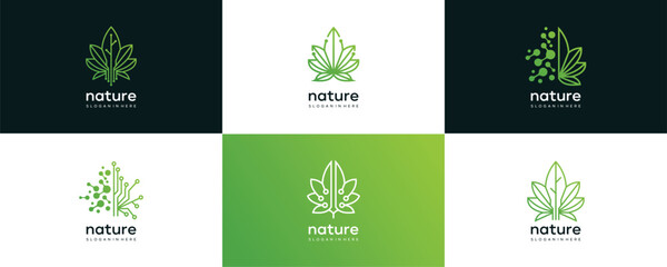 Floral ornament  icon set logo design . Abstract beauty flower technology logo design collection.