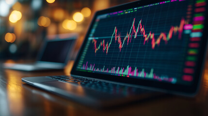 Laptop Screen Showing Stock Market Data