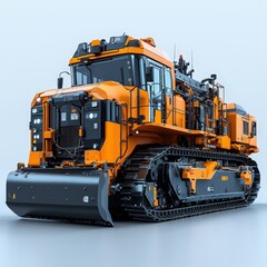 Obraz premium Orange tracked vehicle, heavy machinery, industrial design.