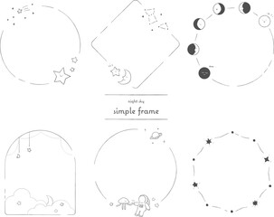星　月　宇宙　シンプル　フレーム　セット