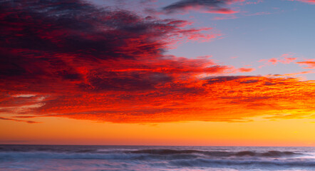 Fototapeta premium Vivid sunrise artistic colourful seascape.
