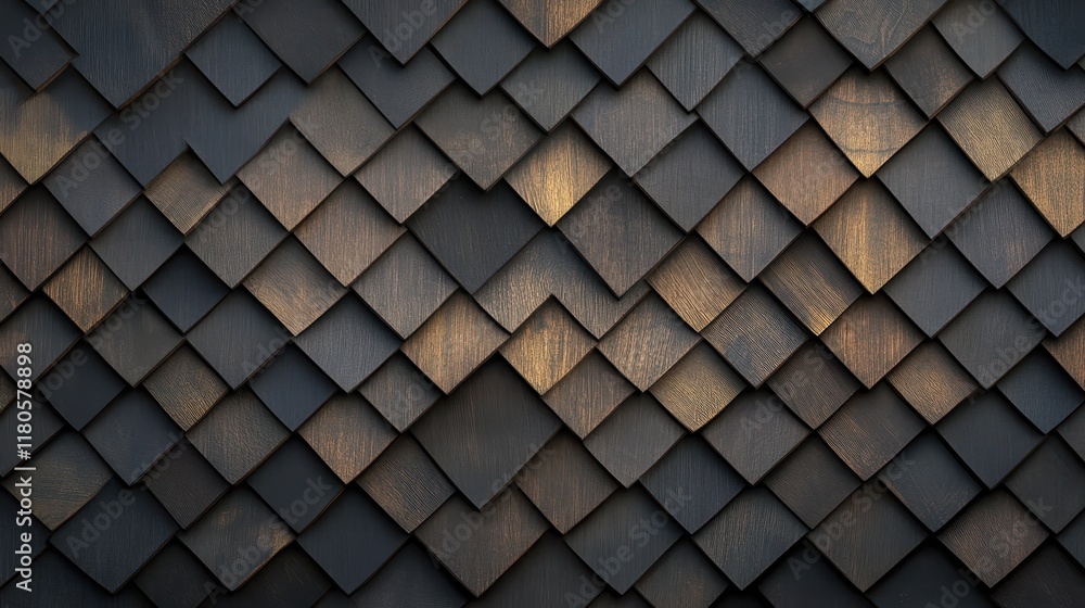 Aufkleber rustic wooden wall with intricate square pattern, ideal background texture for design projects