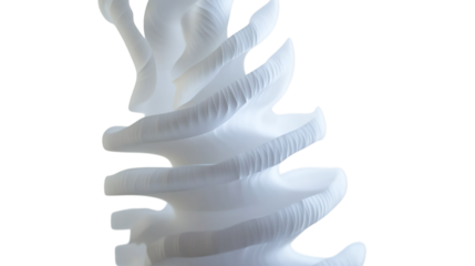 White spiral smoke pattern gracefully curling in the air isolated on white background