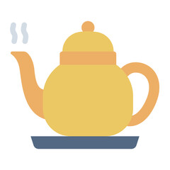 Teapot with steam representing British tea culture