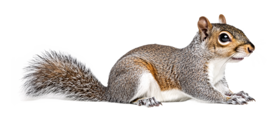 Playful Squirrel in Nature Scene Isolated on White Background