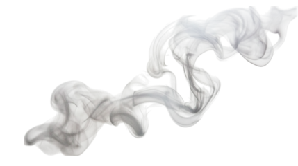 White spiral smoke pattern gracefully curling in the air isolated on white background