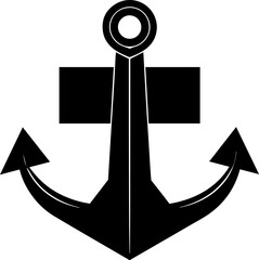 Black Silhouette of an Anchor on a White Background - Vector Illustration © Vector Visionary