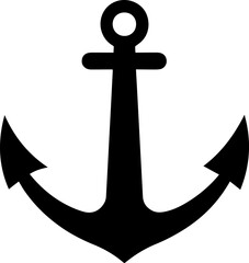 Black Silhouette of an Anchor on a White Background - Vector Illustration