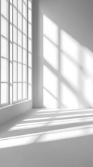 Fototapeta premium Empty white room with window and sunlight