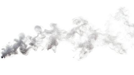 White spiral smoke pattern gracefully curling in the air isolated on white background