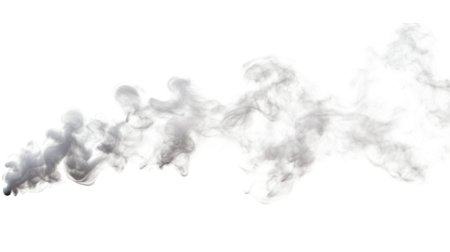 White spiral smoke pattern gracefully curling in the air isolated on white background