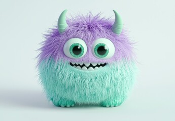 Adorable Fluffy Purple and Teal Monster Character Design for Kids