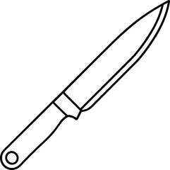 Black Line art of a knife on a White Background - Vector Illustration