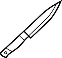Black Line art of a knife on a White Background - Vector Illustration