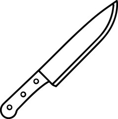 Black Line art of a knife on a White Background - Vector Illustration