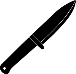 Black Silhouette of a knife on a White Background - Vector Illustration
