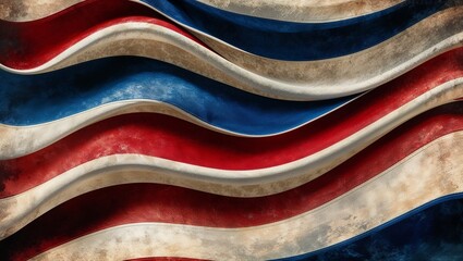 Abstract red, white, and blue flag waves illustration