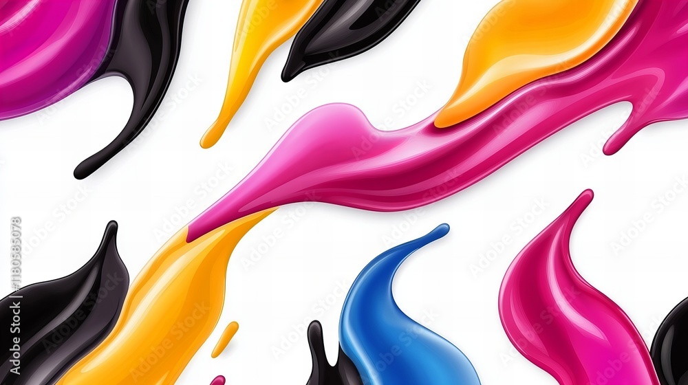 Poster vibrant splashes of color create a dynamic and energetic abstract design. perfect for backgrounds an