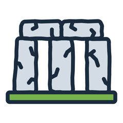 Stonehenge representing an filled line iconic British heritage landmark