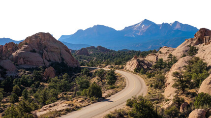 Winding road through a rocky mountain landscape
