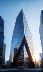 Obraz premium A pointed skyscraper under the sunshine