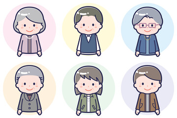 いろいろな人物セット_笑顔_シニア