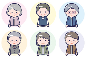 いろいろな人物セット_笑顔_シニア