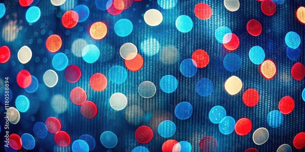 Aufkleber continuous pattern of blue and red polka dots with bokeh effect for vibrant abstract backgrounds, te