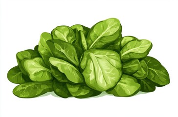 Fototapeta premium Fresh Green Spinach Leaves Bunch on White Background, Perfect for Healthy Eating, Cooking, and Nutrition Related Designs and Illustrations in Stock Photography