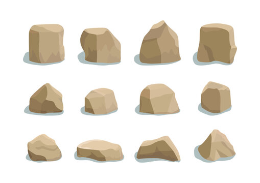 Rock stone big set cartoon