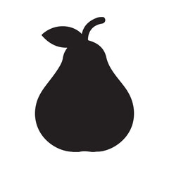 Black Pear silhouette vector illustration on white background.
