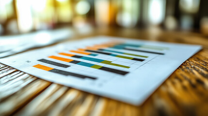 Charting Success: A close-up view of a printed graph on a wooden table, showcasing the visual representation of growth and progress. The image evokes a sense of analytical focus and business strategy.