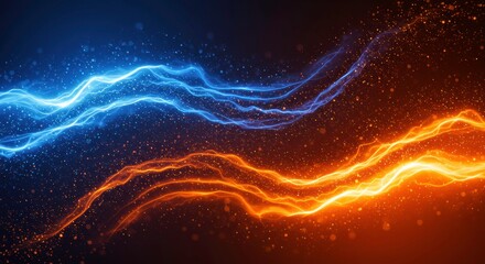 Clashing Elements: Abstract Art of Fire and Ice: A captivating abstract art piece featuring a vibrant clash of orange and blue, resembling fire and ice.